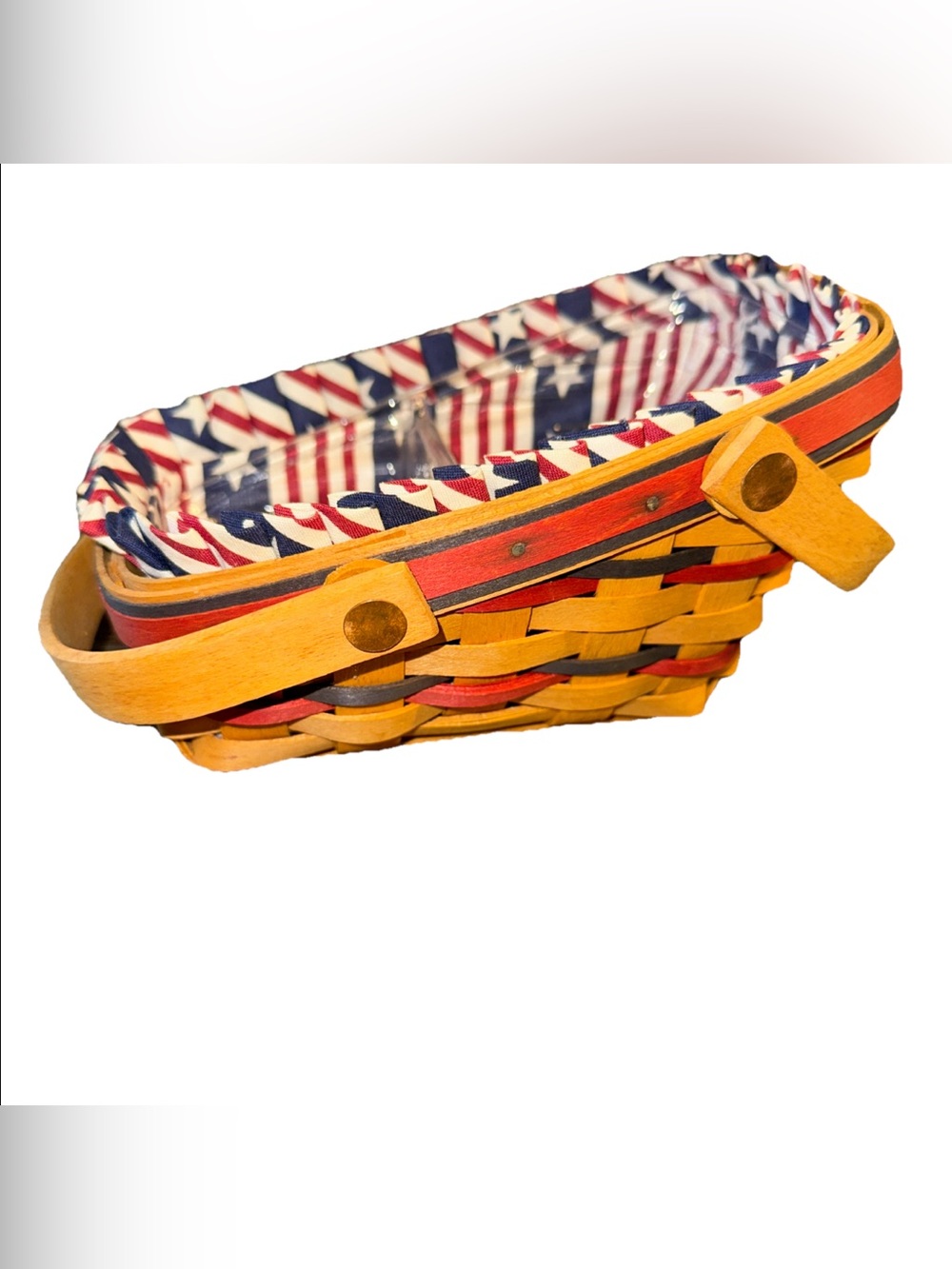 Longaberger All-American Small Basket patriotic  With Liner Protector  1996